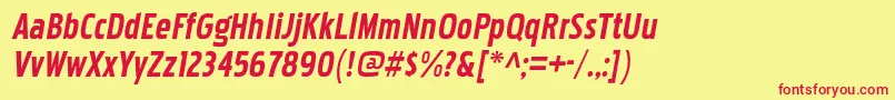 PakenhamcdrgBolditalic Font – Red Fonts on Yellow Background