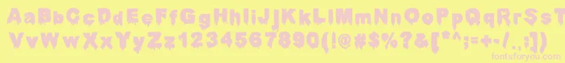 DarahThunderpandaErc-fontti – vaaleanpunaiset fontit keltaisella taustalla