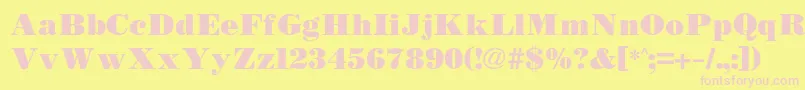Fonte Bodidlybold – fontes rosa em um fundo amarelo