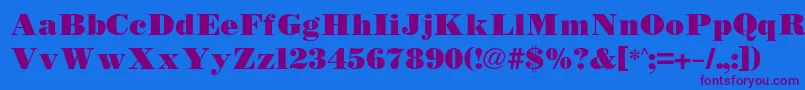 Fonte Bodidlybold – fontes roxas em um fundo azul