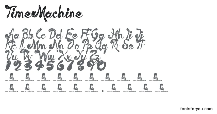 A fonte TimeMachine – alfabeto, números, caracteres especiais