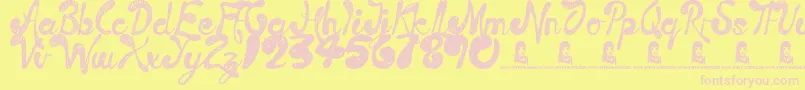 TimeMachine-fontti – vaaleanpunaiset fontit keltaisella taustalla
