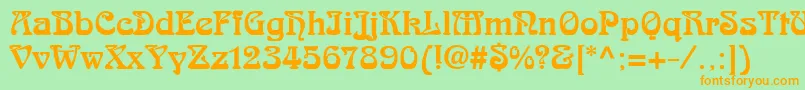 Skazk2 Font – Orange Fonts on Green Background