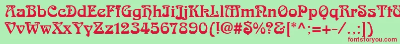 Skazk2 Font – Red Fonts on Green Background