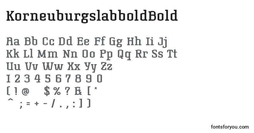 Шрифт KorneuburgslabboldBold – алфавит, цифры, специальные символы