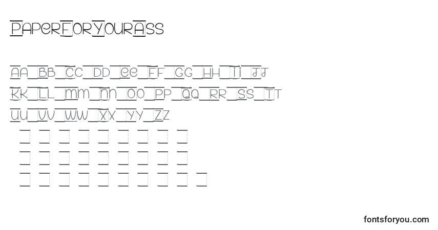 Schriftart PaperForYourAss – Alphabet, Zahlen, spezielle Symbole