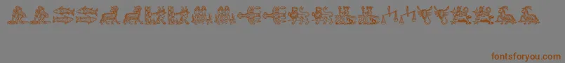 Tierkreis3フォントについての詳細 フォントTierkreis3 – 茶色の文字が灰色の背景にあります。