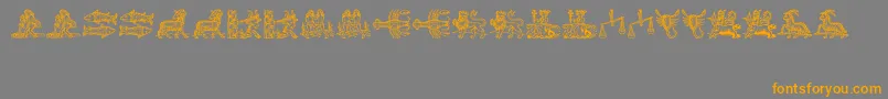 Tierkreis3-Schriftart – Orangefarbene Schriften auf grauem Hintergrund