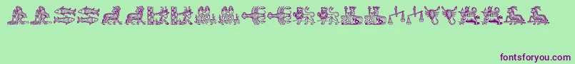 Tierkreis3 Font – Purple Fonts on Green Background
