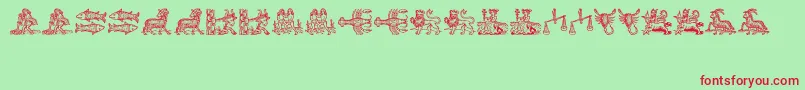 fuente Tierkreis3 – Fuentes Rojas Sobre Fondo Verde
