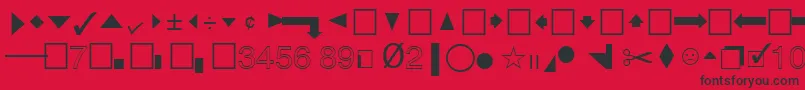 QuicktypeIiPi-fontti – mustat fontit punaisella taustalla