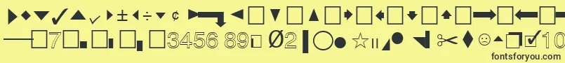QuicktypeIiPi-fontti – mustat fontit keltaisella taustalla