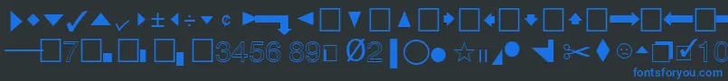 QuicktypeIiPi-Schriftart – Blaue Schriften auf schwarzem Hintergrund