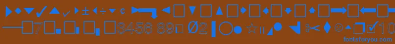 QuicktypeIiPi-Schriftart – Blaue Schriften auf braunem Hintergrund