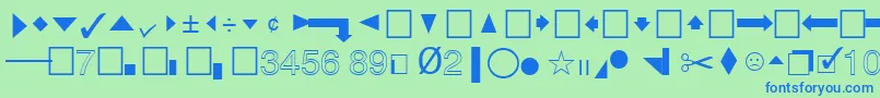 QuicktypeIiPi-fontti – siniset fontit vihreällä taustalla