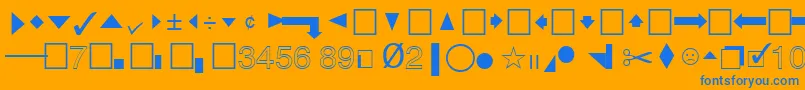 QuicktypeIiPi-fontti – siniset fontit oranssilla taustalla