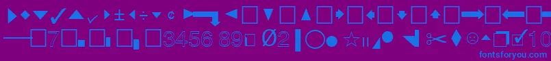 QuicktypeIiPi-Schriftart – Blaue Schriften auf violettem Hintergrund