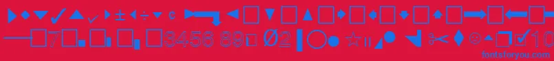 QuicktypeIiPi-fontti – siniset fontit punaisella taustalla
