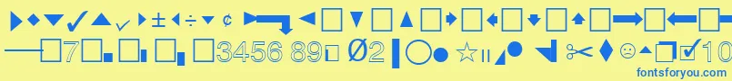 QuicktypeIiPi-Schriftart – Blaue Schriften auf gelbem Hintergrund