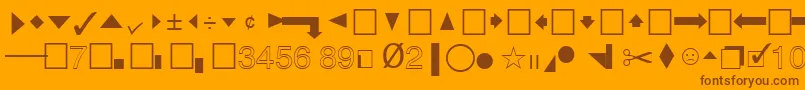 QuicktypeIiPi-Schriftart – Braune Schriften auf orangefarbenem Hintergrund