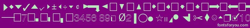 QuicktypeIiPi-fontti – vihreät fontit violetilla taustalla