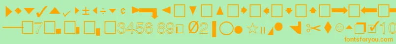 QuicktypeIiPi-Schriftart – Orangefarbene Schriften auf grünem Hintergrund