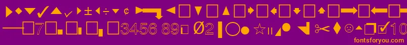 QuicktypeIiPi-fontti – oranssit fontit violetilla taustalla