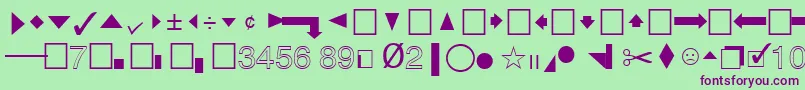 QuicktypeIiPi-fontti – violetit fontit vihreällä taustalla