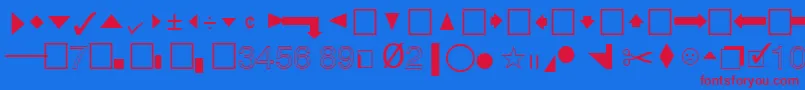 QuicktypeIiPi-fontti – punaiset fontit sinisellä taustalla