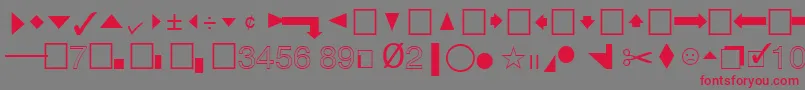 QuicktypeIiPi-fontti – punaiset fontit harmaalla taustalla