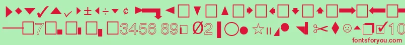 QuicktypeIiPi-Schriftart – Rote Schriften auf grünem Hintergrund