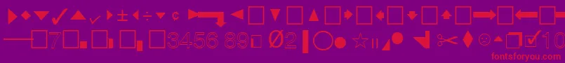 QuicktypeIiPi-Schriftart – Rote Schriften auf violettem Hintergrund