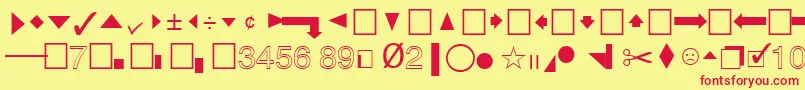 QuicktypeIiPi-fontti – punaiset fontit keltaisella taustalla