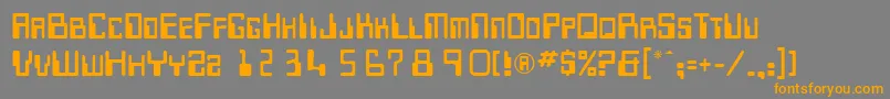 MicrRegularDb-Schriftart – Orangefarbene Schriften auf grauem Hintergrund