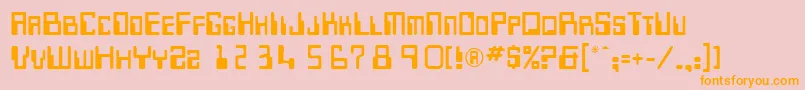 MicrRegularDb-fontti – oranssit fontit vaaleanpunaisella taustalla