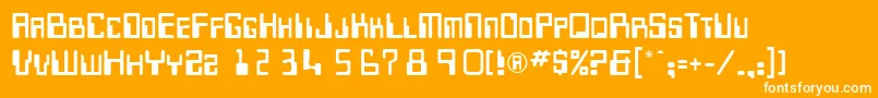 MicrRegularDb-Schriftart – Weiße Schriften auf orangefarbenem Hintergrund