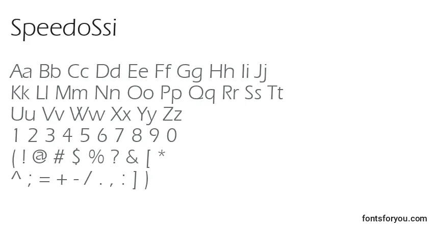 Czcionka SpeedoSsi – alfabet, cyfry, specjalne znaki