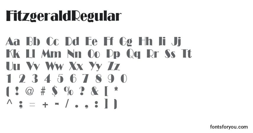 A fonte FitzgeraldRegular – alfabeto, números, caracteres especiais