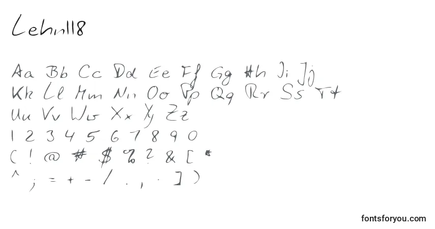 Czcionka Lehn118 – alfabet, cyfry, specjalne znaki