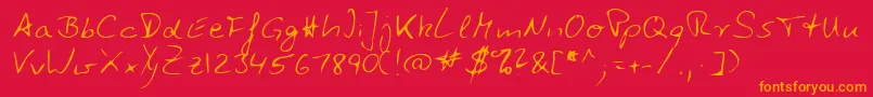Lehn118-Schriftart – Orangefarbene Schriften auf rotem Hintergrund