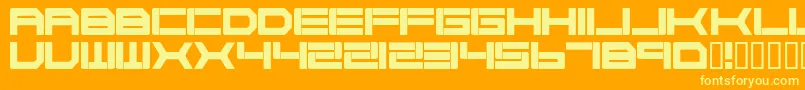 Cyborg45-fontti – keltaiset fontit oranssilla taustalla