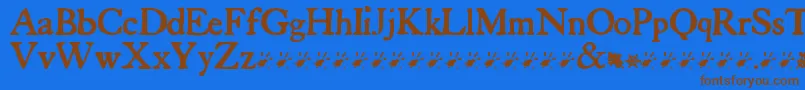 フォントTuersCardboard – 茶色の文字が青い背景にあります。