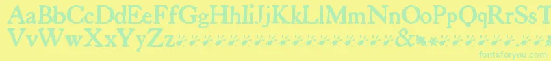TuersCardboard-Schriftart – Grüne Schriften auf gelbem Hintergrund