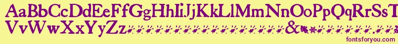 TuersCardboard-Schriftart – Violette Schriften auf gelbem Hintergrund