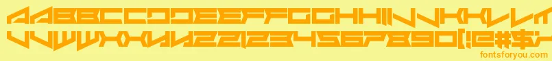 Assvssin-Schriftart – Orangefarbene Schriften auf gelbem Hintergrund