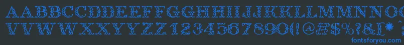 フォントAntique – 黒い背景に青い文字
