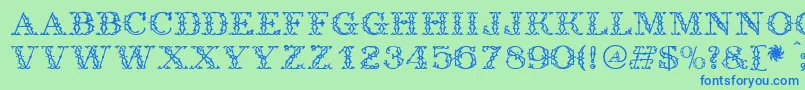 Шрифт Antique – синие шрифты на зелёном фоне