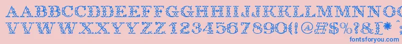フォントAntique – ピンクの背景に青い文字
