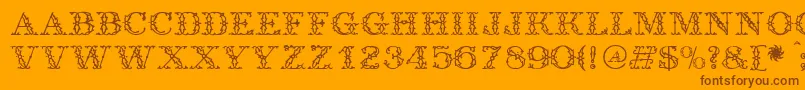 Antique-Schriftart – Braune Schriften auf orangefarbenem Hintergrund