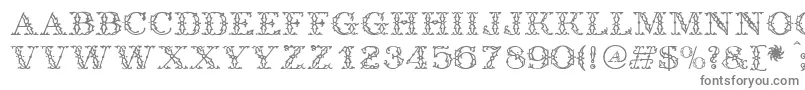 Antique-fontti – harmaat kirjasimet valkoisella taustalla
